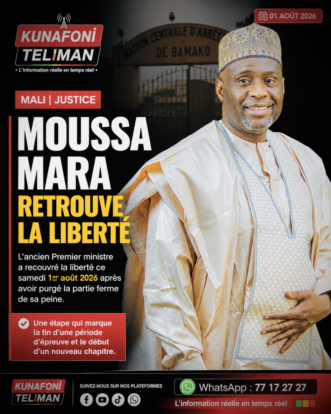 MALI | Moussa Mara retrouve la liberté après avoir purgé la partie ferme de sa peine